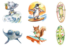 Retro Surfing Animals Clipart Bundle - CraftNest - Digital Crafting and Art