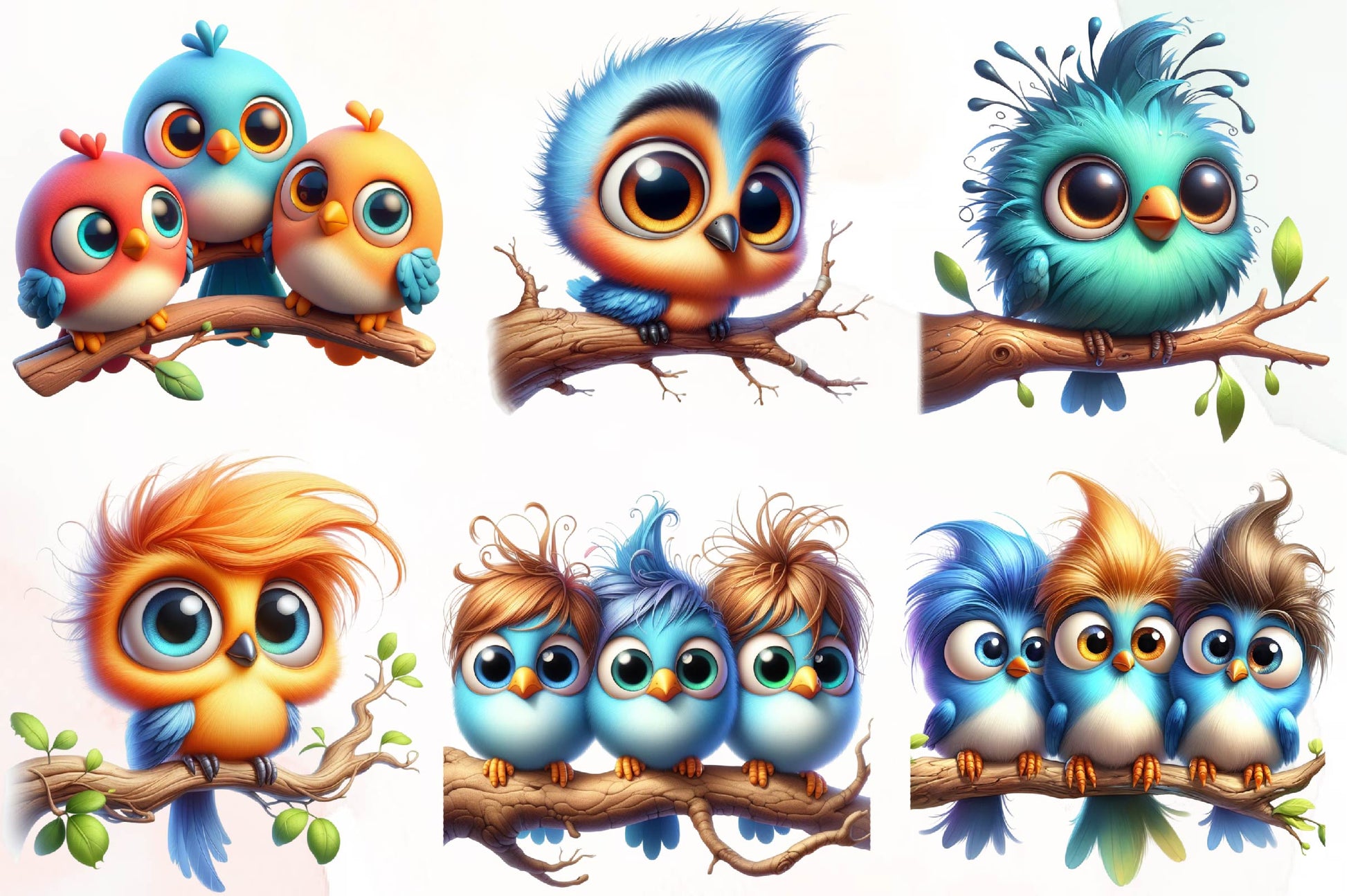 Funny Birds On Branch Clipart Bundle - CraftNest - Digital Crafting and Art