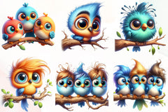Funny Birds On Branch Clipart Bundle - CraftNest - Digital Crafting and Art