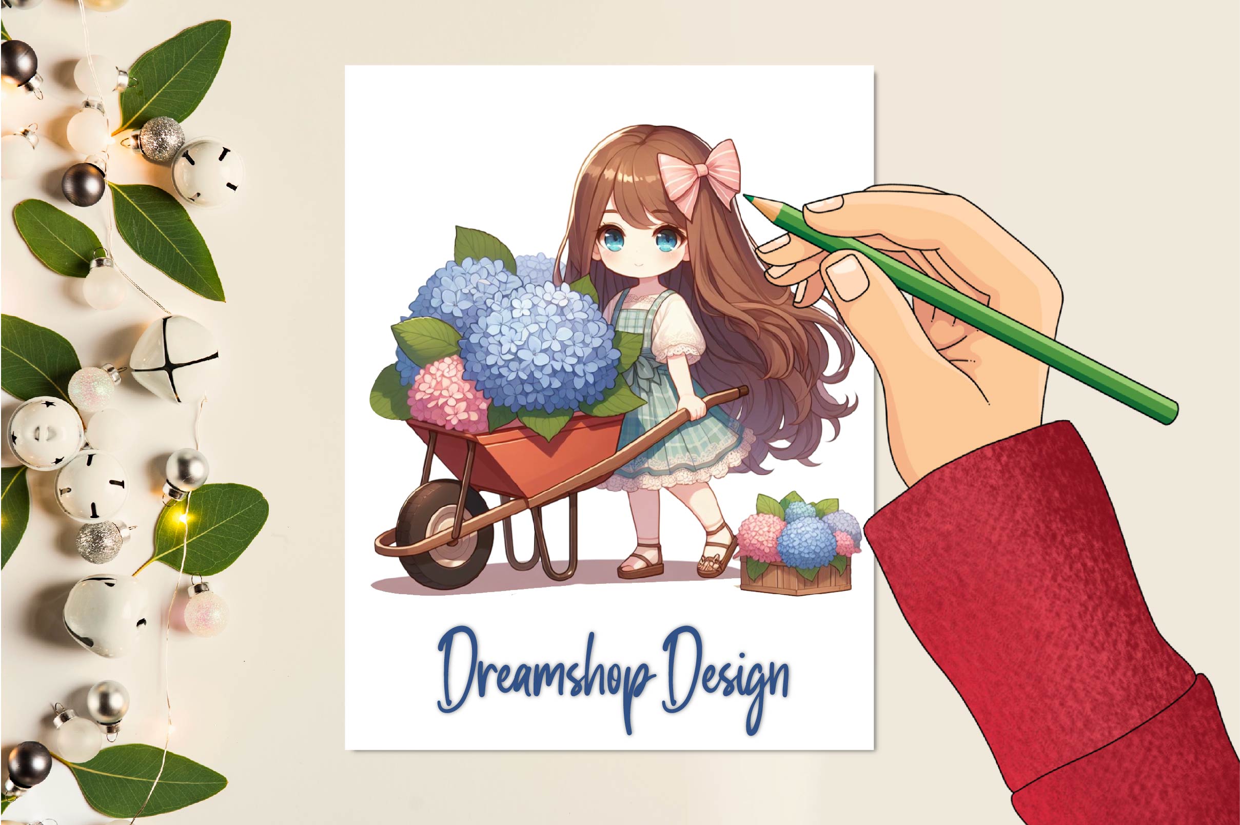 Little Cute Girl And Flowers Clipart Bundle - CraftNest - Digital Crafting and Art