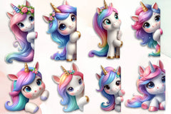 Unicorn Peeking Around Corner Clipart Bundle - CraftNest - Digital Crafting and Art