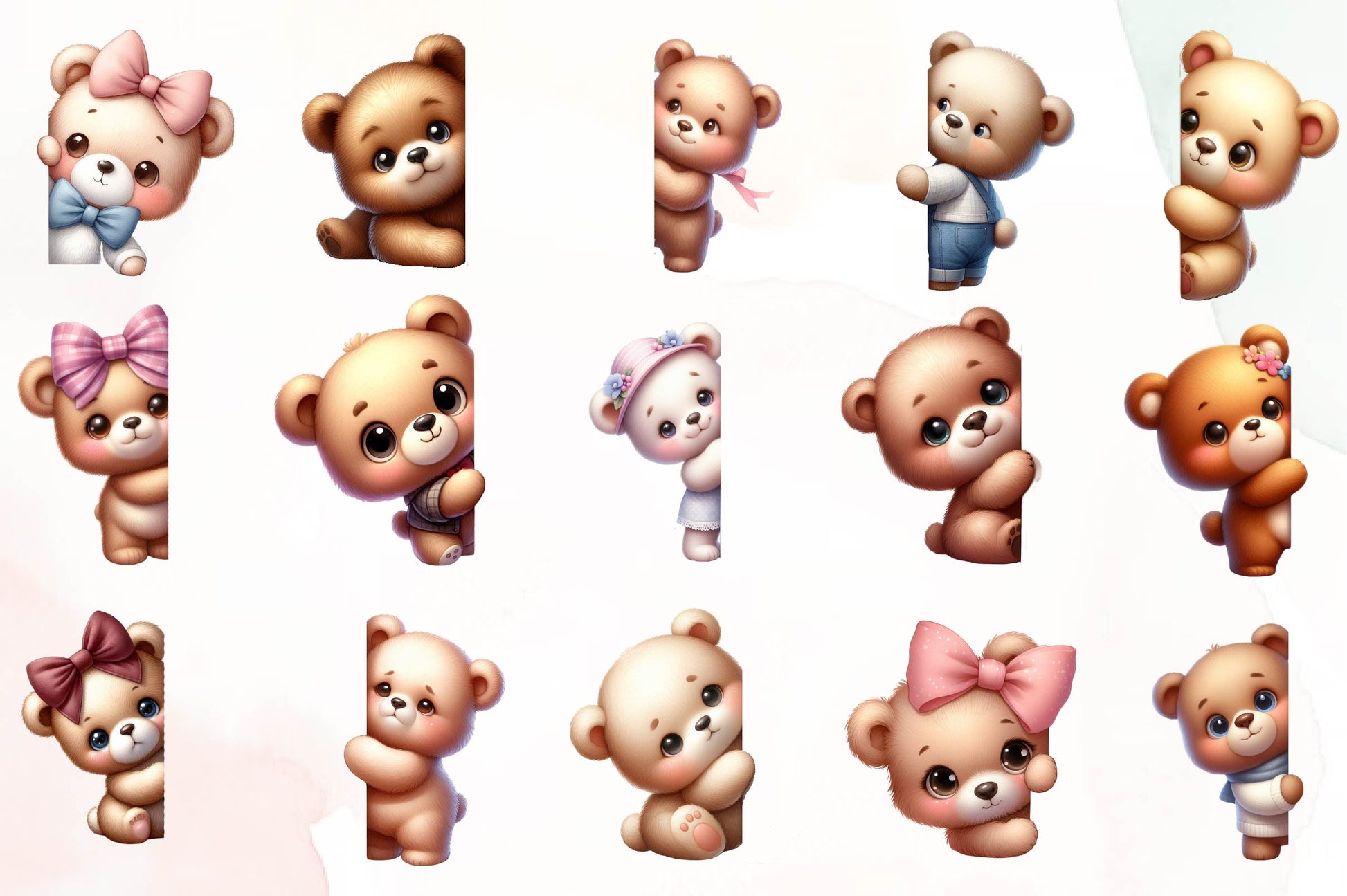 Bear Peeking Around Corner Clipart Bundle - CraftNest - Digital Crafting and Art