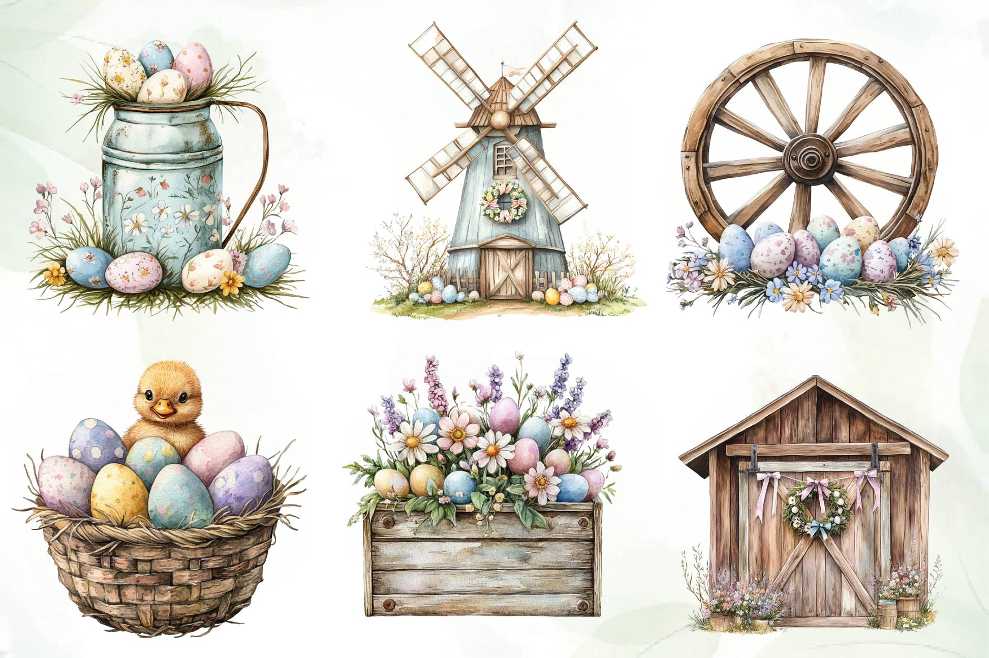 Cute Farm Easter Clipart Bundle - CraftNest - Digital Crafting and Art