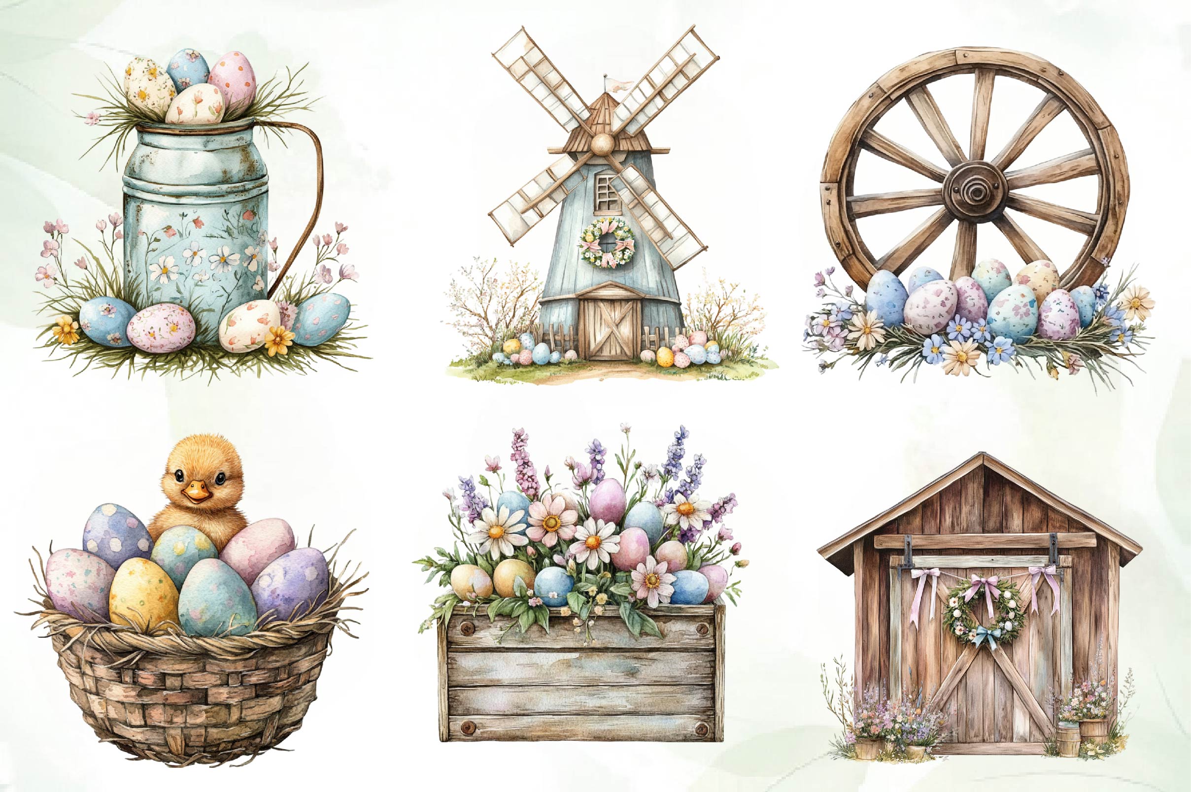 Cute Farm Easter Clipart Bundle - CraftNest - Digital Crafting and Art
