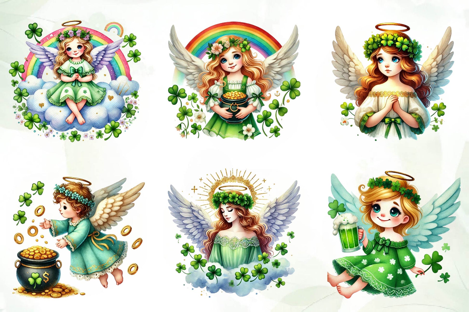 St Patricks Day Angels Clipart Bundle - CraftNest - Digital Crafting and Art