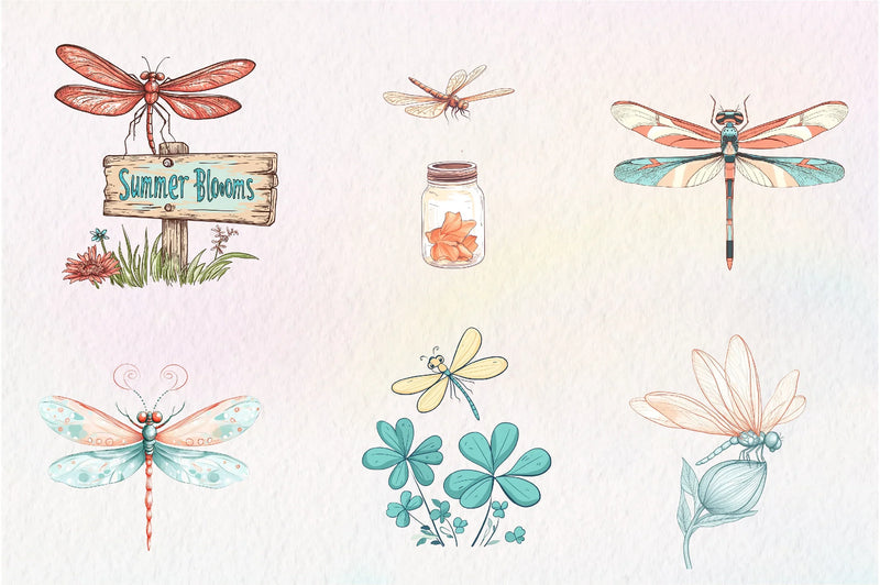Summer Dragonfly Garden Clipart Bundle - CraftNest - Digital Crafting and Art