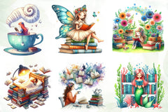 Whimsical Girl Loves Book Clipart Bundle - CraftNest - Digital Crafting and Art