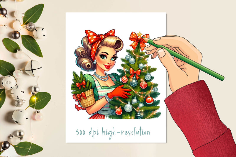 Funny Christmas Pin Up Girl Clipart Bundle - CraftNest - Digital Crafting and Art