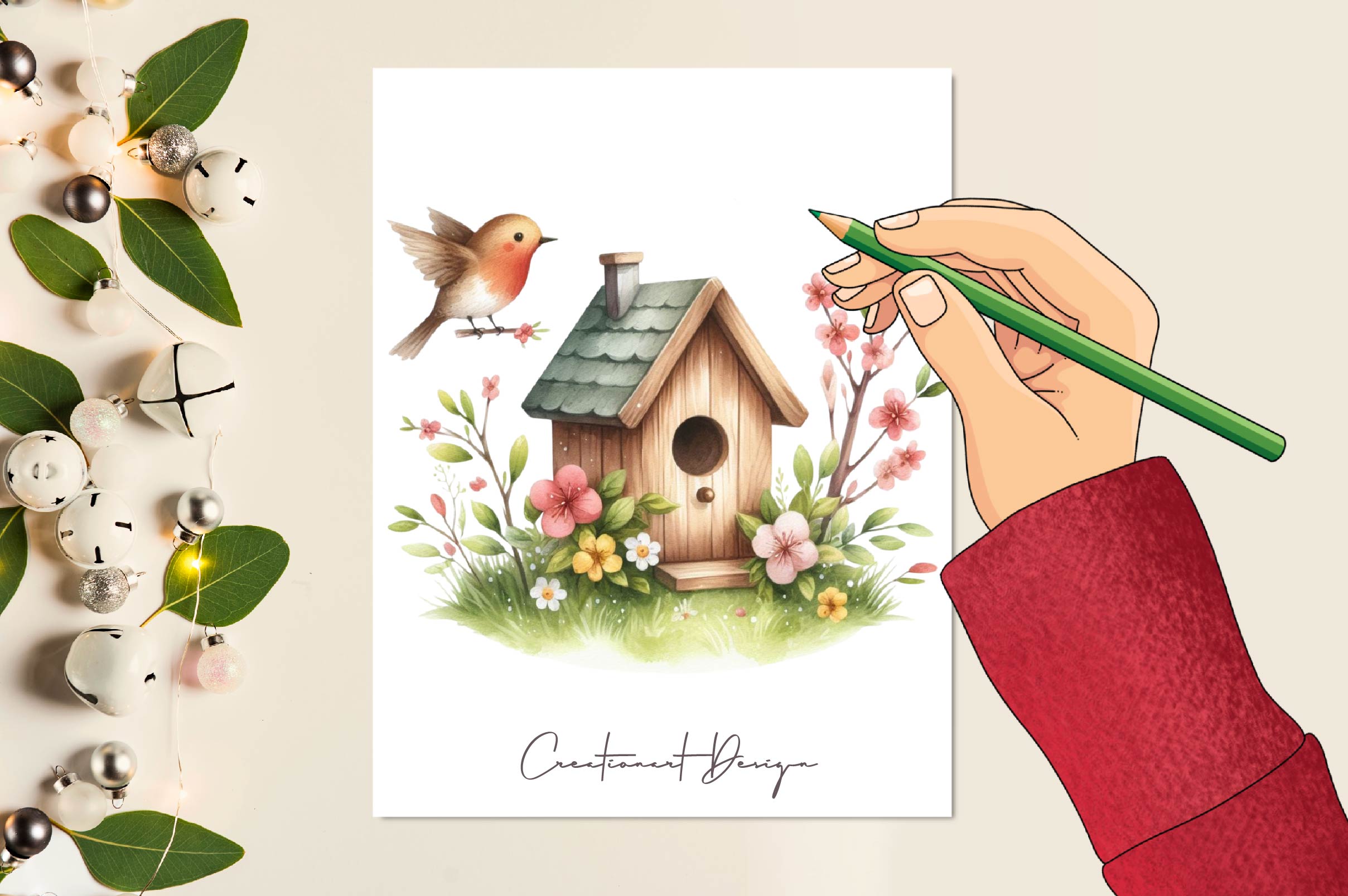 Spring Bird Houses Clipart Bundle - CraftNest - Digital Crafting and Art