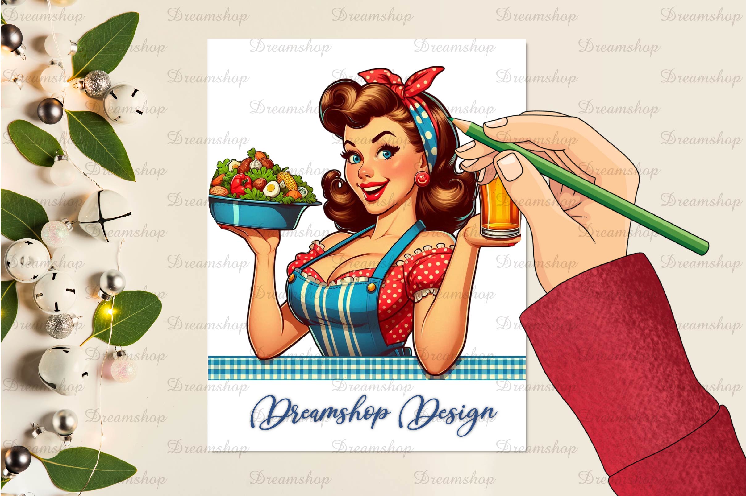 Gorgeous Pin Up Girl In Kitchen Clipart Bundle - CraftNest - Digital Crafting and Art