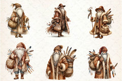 Boho Santa Claus Clipart Bundle - CraftNest - Digital Crafting and Art