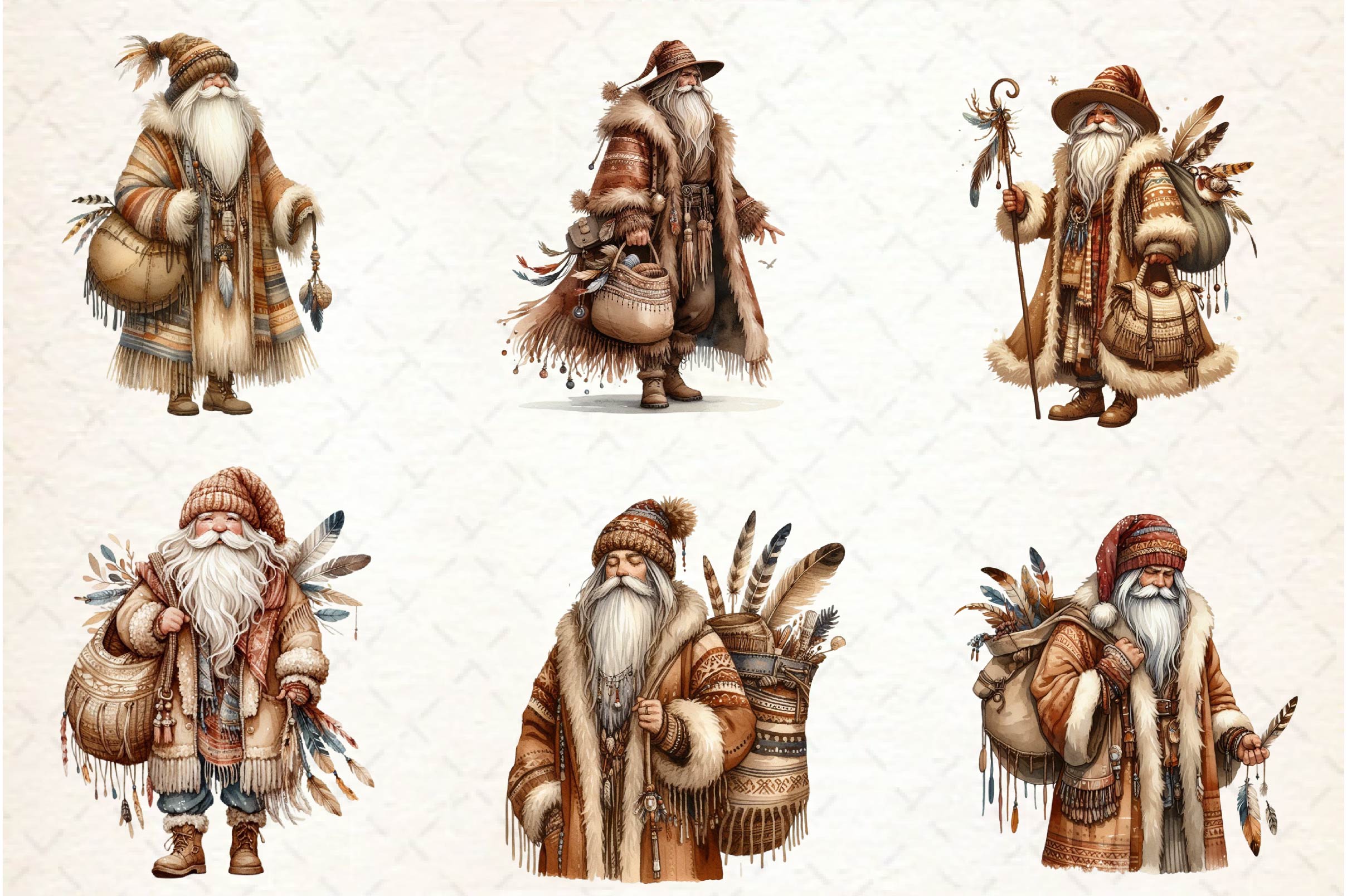 Boho Santa Claus Clipart Bundle - CraftNest - Digital Crafting and Art