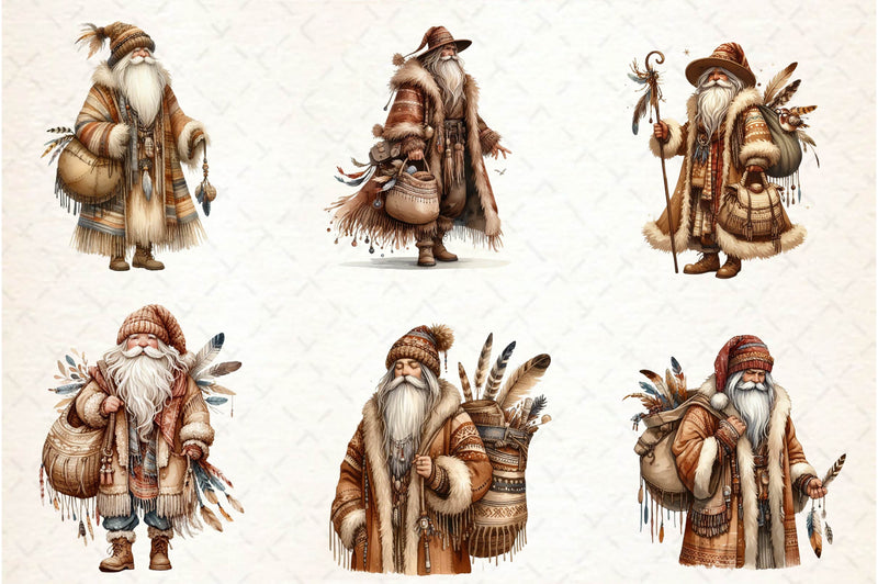 Boho Santa Claus Clipart Bundle - CraftNest - Digital Crafting and Art