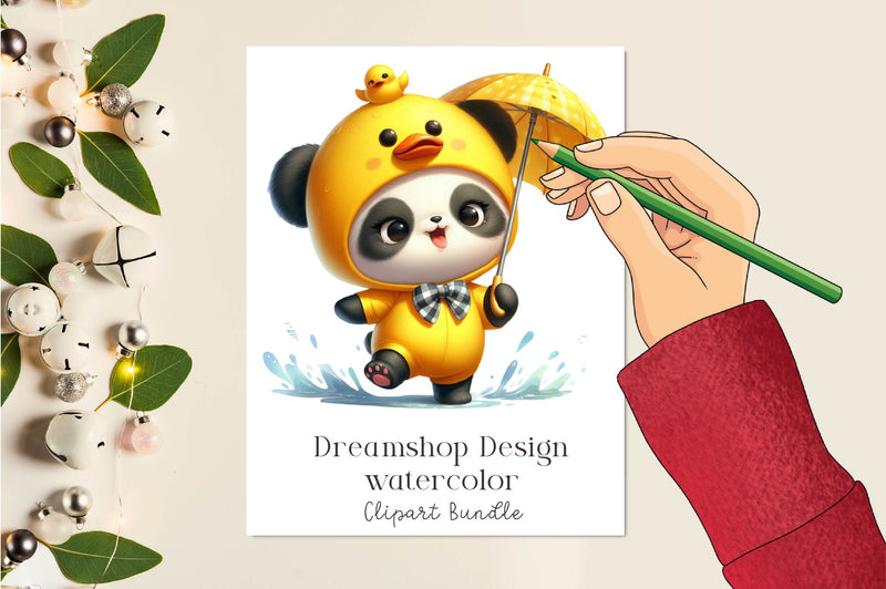 Funny Little Pandas Umbrella Clipart Bundle - CraftNest - Digital Crafting and Art