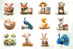 Cute On The Farm Animals Clipart Bundle - CraftNest - Digital Crafting and Art