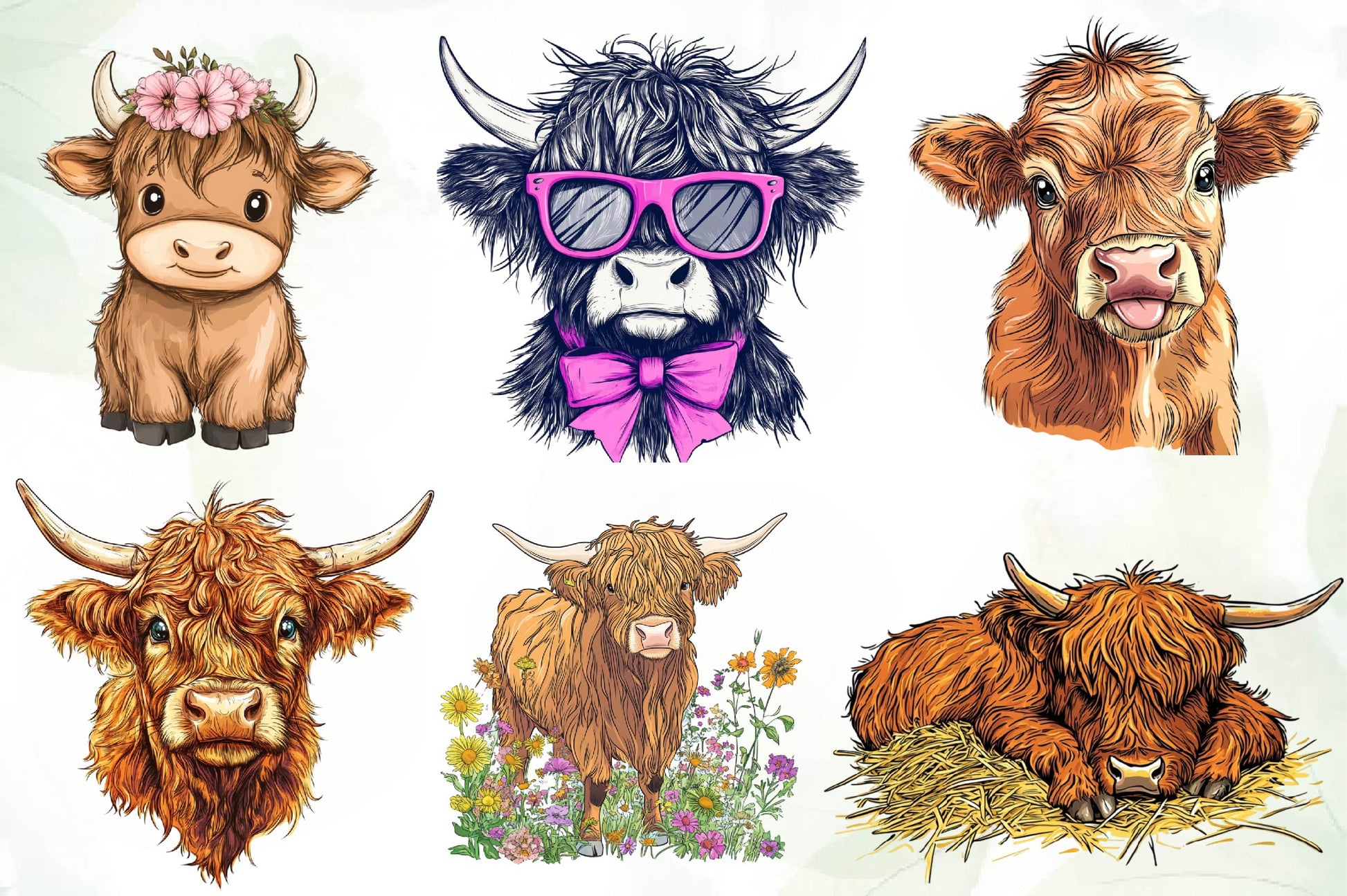 Cute Highland Cow Clipart Bundle - CraftNest - Digital Crafting and Art
