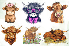 Cute Highland Cow Clipart Bundle - CraftNest - Digital Crafting and Art