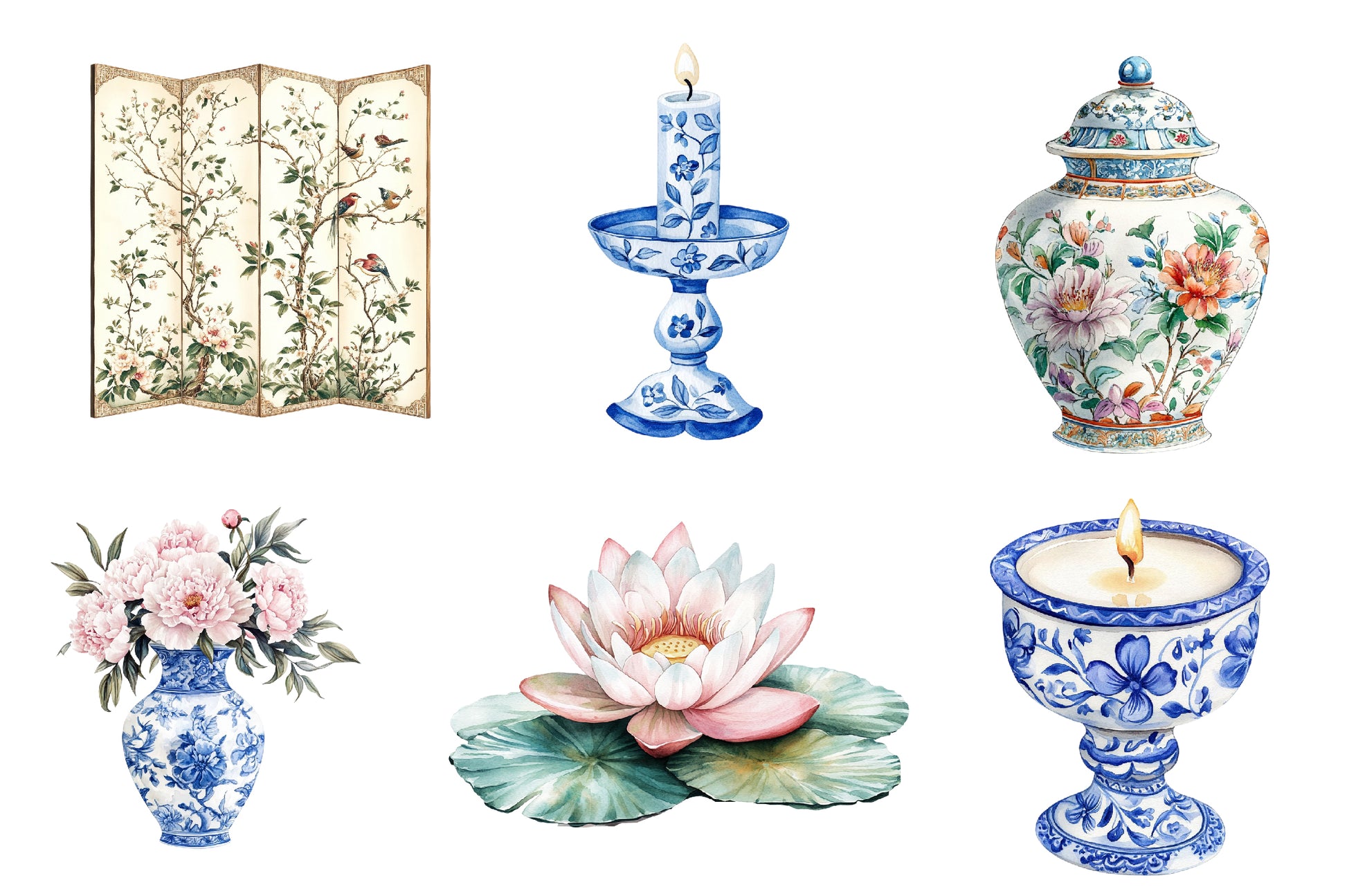 Chinoiserie Summer Clipart Bundle - CraftNest - Digital Crafting and Art