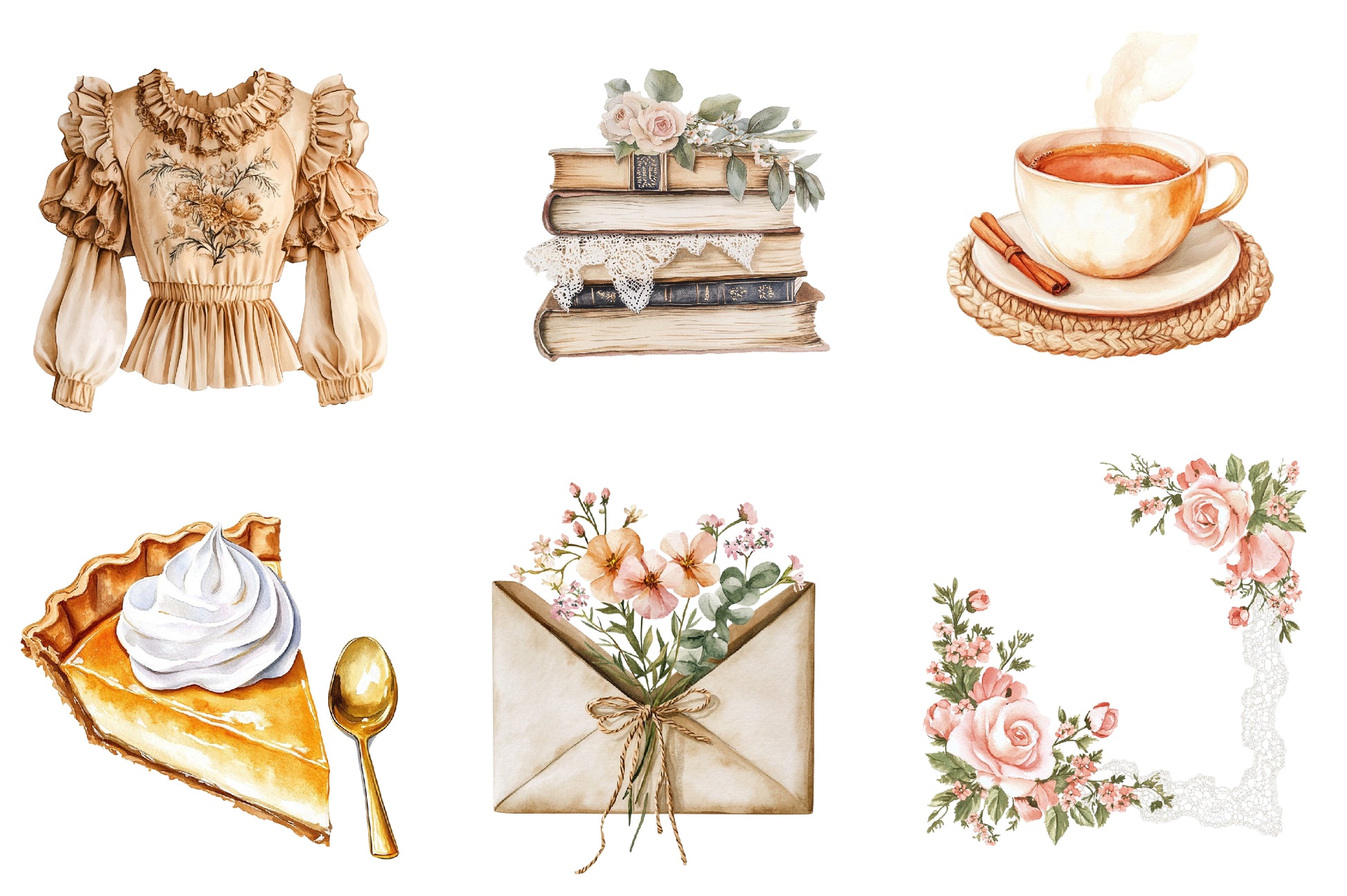 Neutral Rustic Coquette Fall Clipart Bundle 1 - CraftNest - Digital Crafting and Art