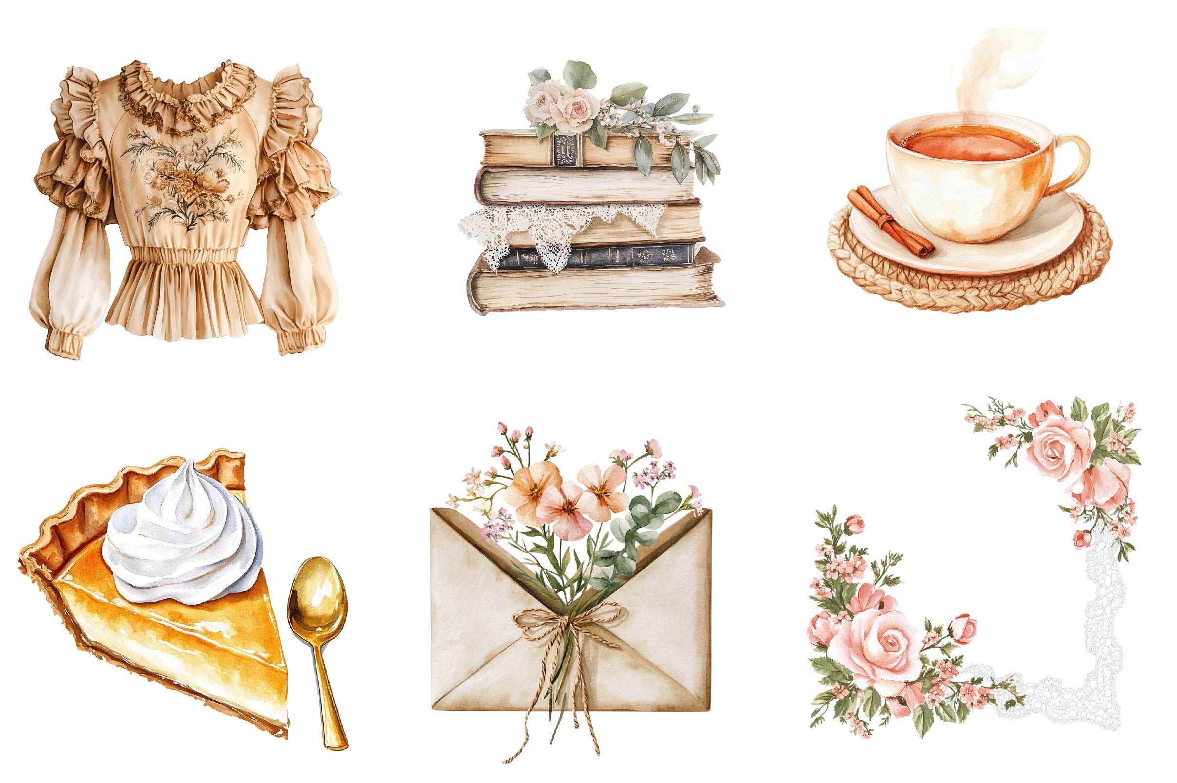 Neutral Rustic Coquette Fall Clipart Bundle 1 - CraftNest - Digital Crafting and Art