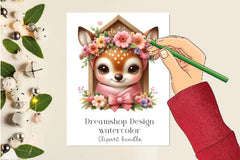 Cute Spring Deer Clipart Bundle 1 - CraftNest - Digital Crafting and Art