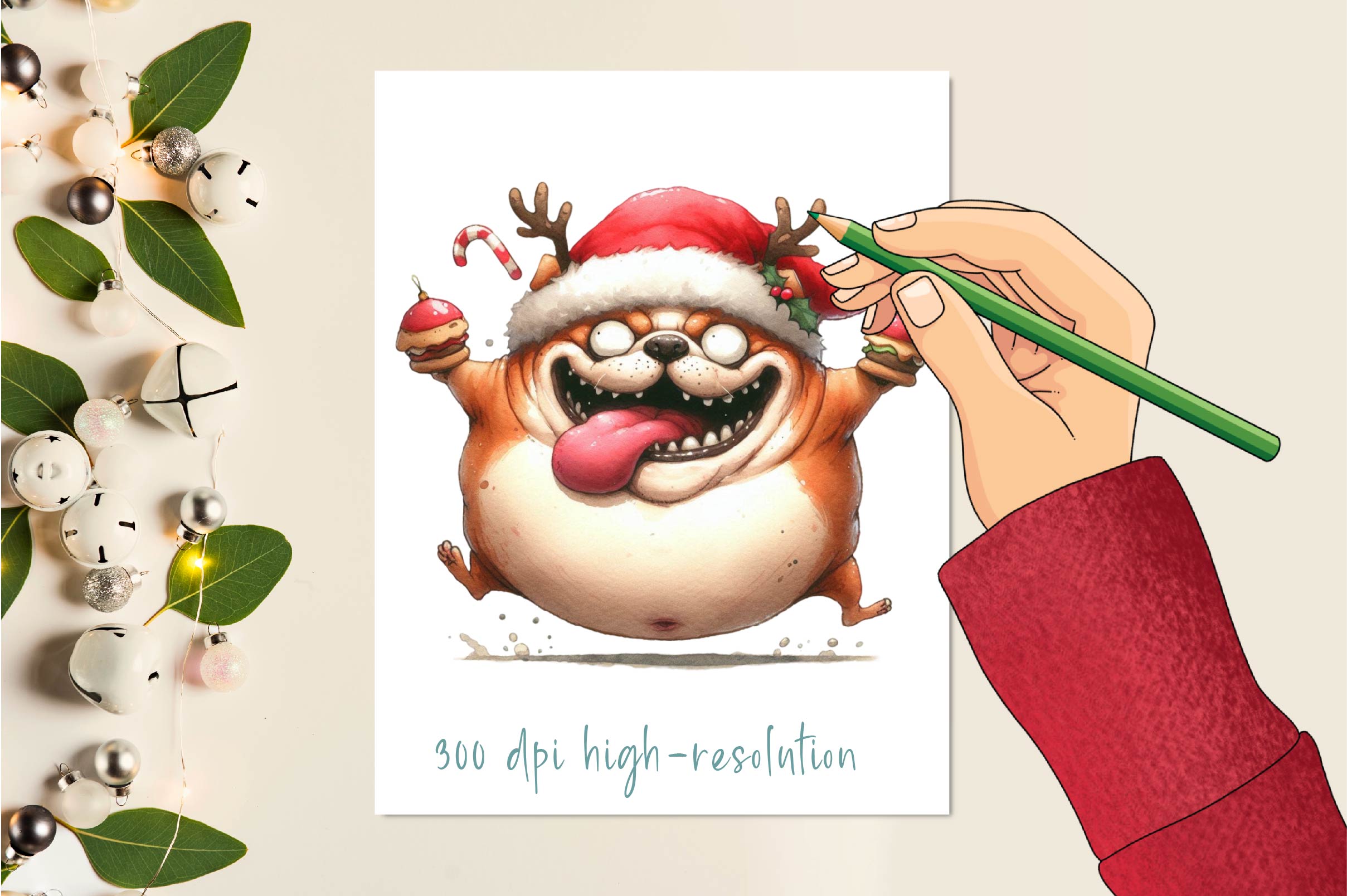 Christmas Funny Fat Dog Clipart Bundle - CraftNest - Digital Crafting and Art