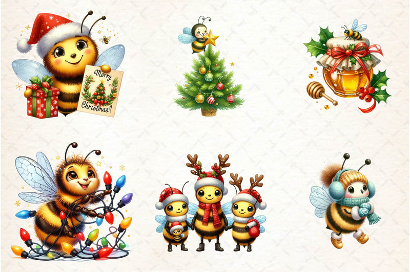 Christmas Bees Clipart Bundle - CraftNest - Digital Crafting and Art