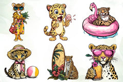 Summer Cute Leopard Clipart Bundle - CraftNest - Digital Crafting and Art