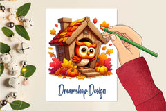 Autumn Owl House Clipart Bundle - CraftNest - Digital Crafting and Art