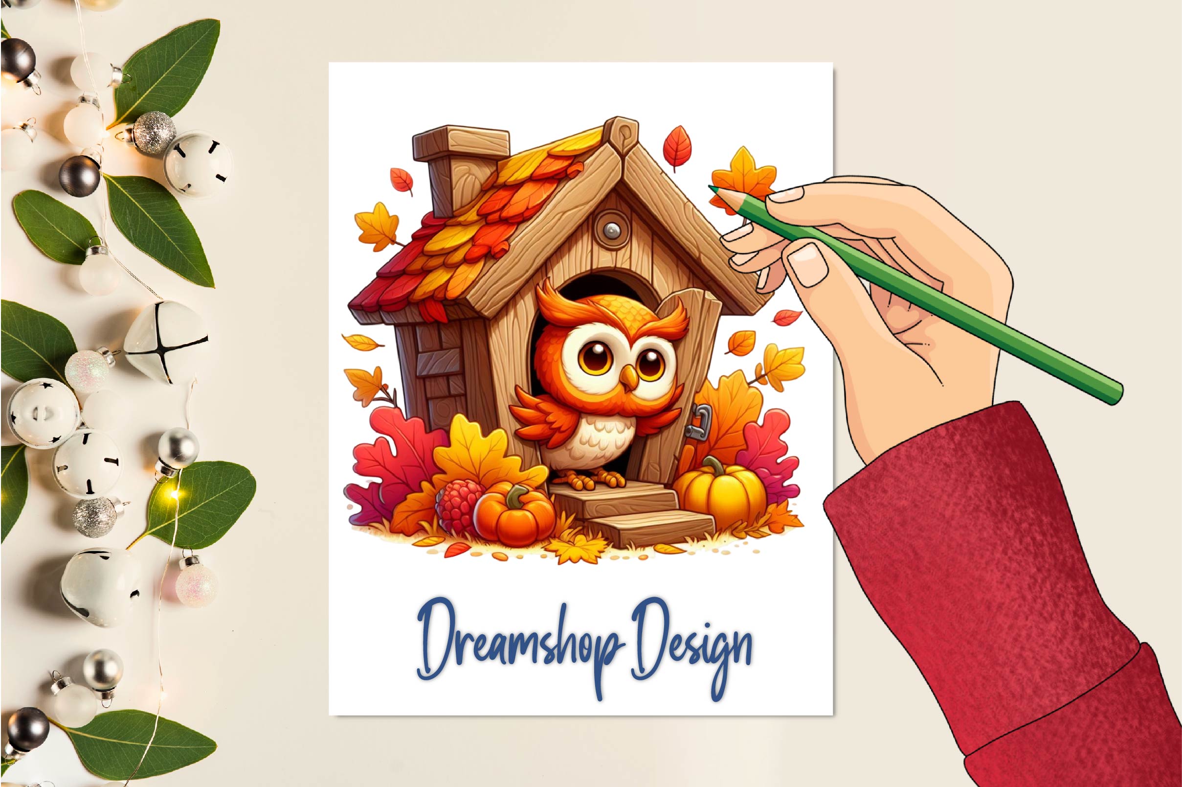 Autumn Owl House Clipart Bundle - CraftNest - Digital Crafting and Art