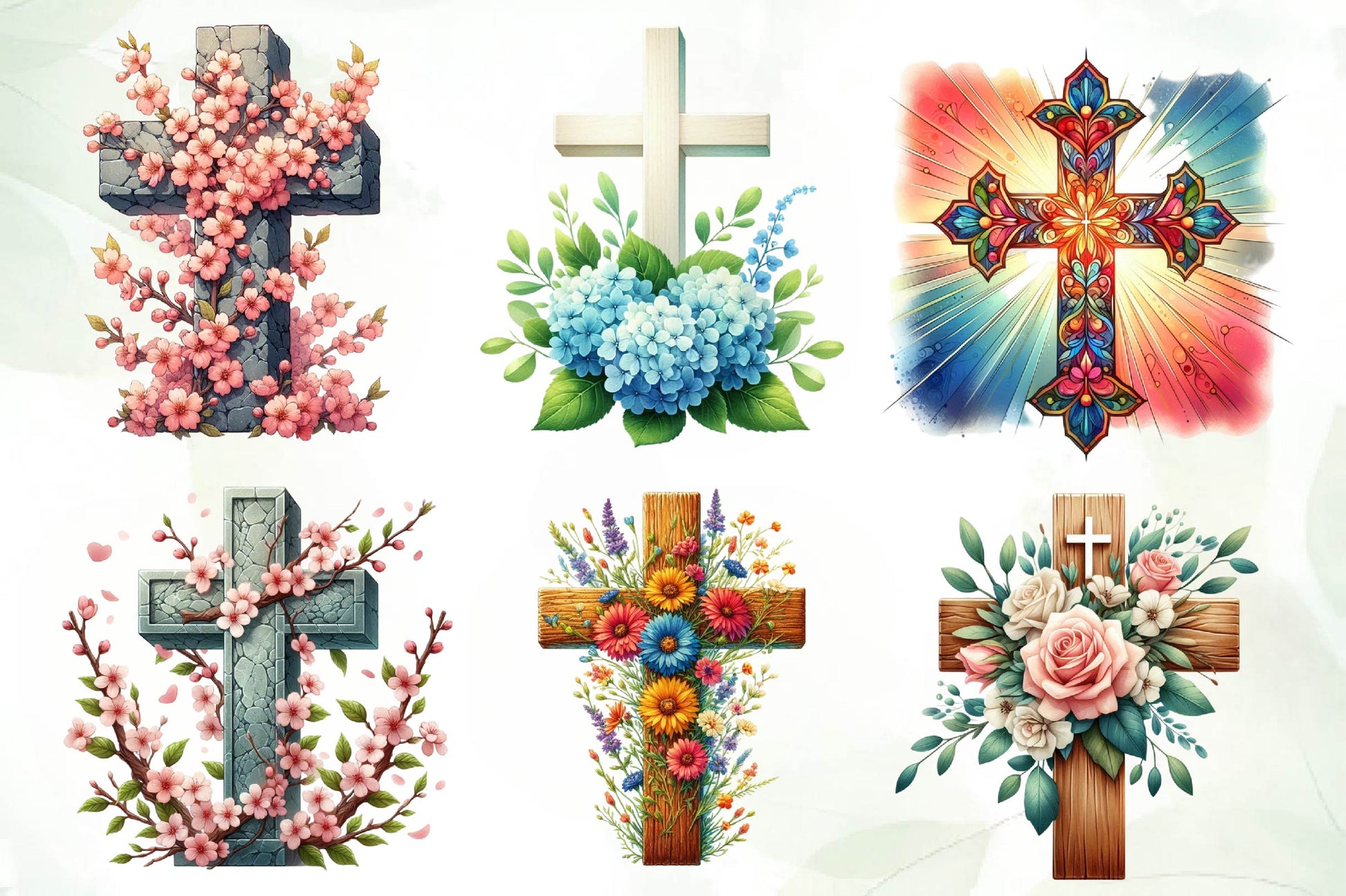 Cross Religious Floral Clipart Bundle - CraftNest - Digital Crafting and Art