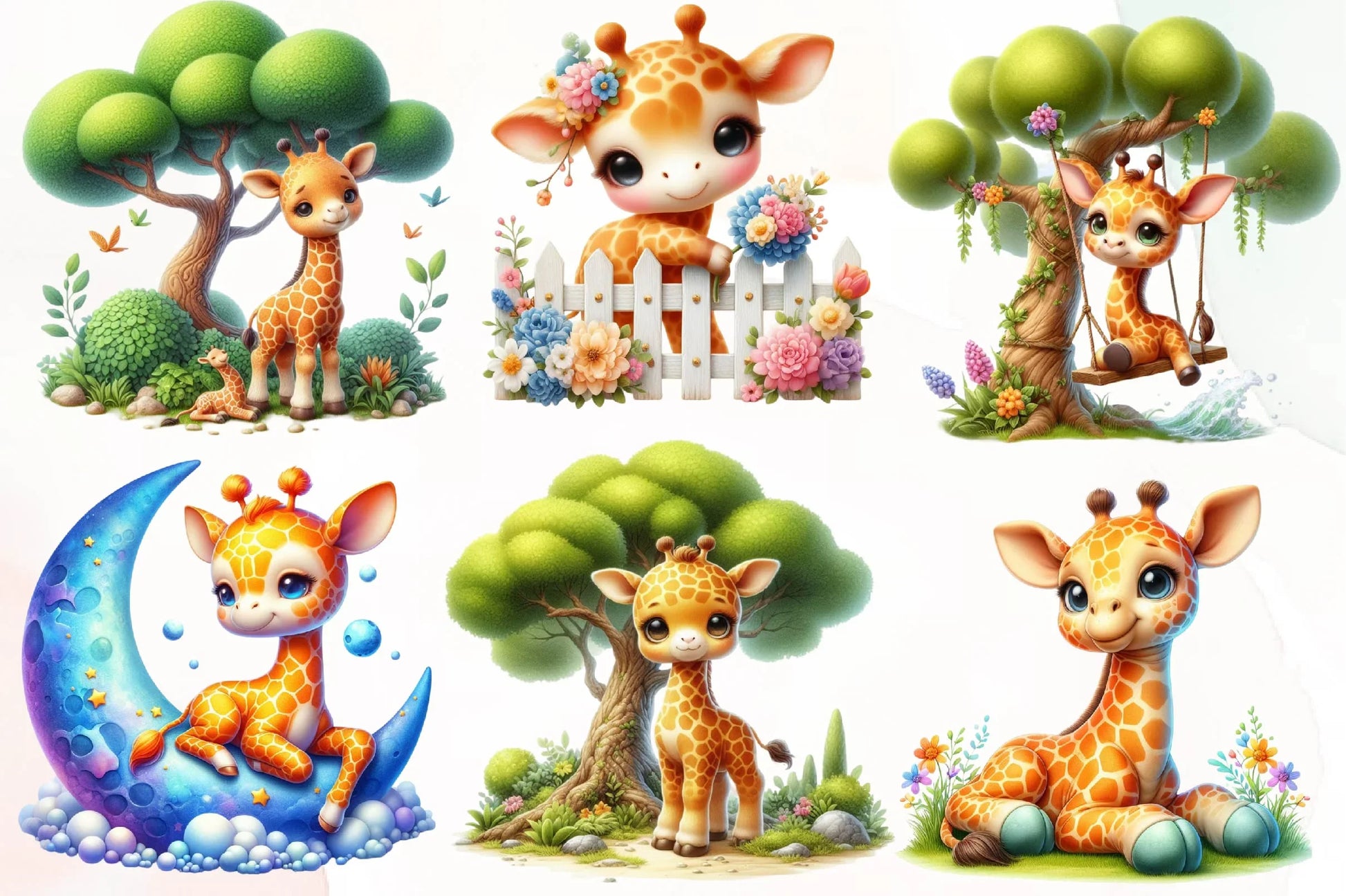 Giraffe Spring Flowers Clipart Bundle - CraftNest - Digital Crafting and Art