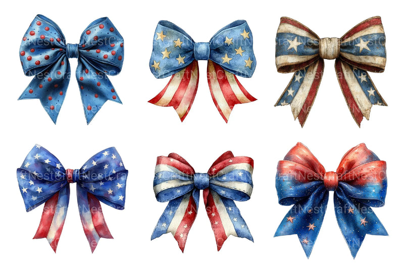 Patriotic Bows Clipart - CraftNest - Digital Crafting and Art