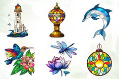 Round Stained Glass Summer Clipart Bundle 2 - CraftNest - Digital Crafting and Art