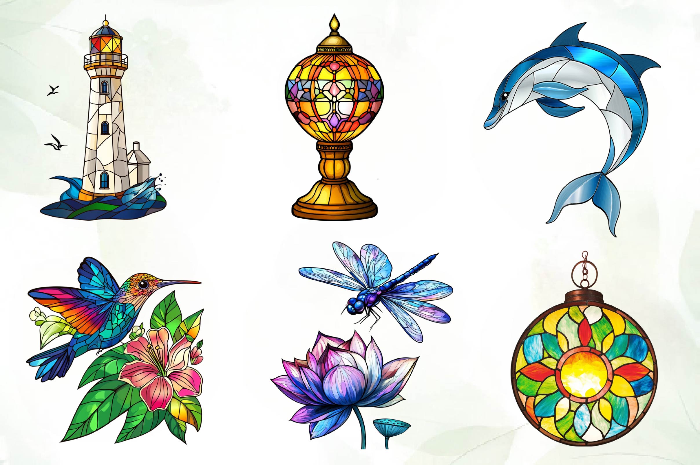 Round Stained Glass Summer Clipart Bundle 2 - CraftNest - Digital Crafting and Art