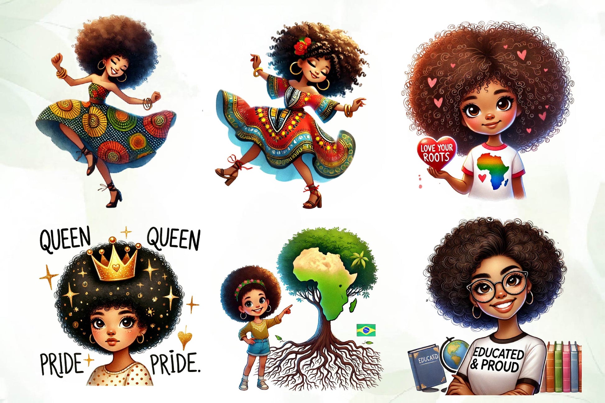 Black History Month Afro Girl Clipart Bundle - CraftNest - Digital Crafting and Art