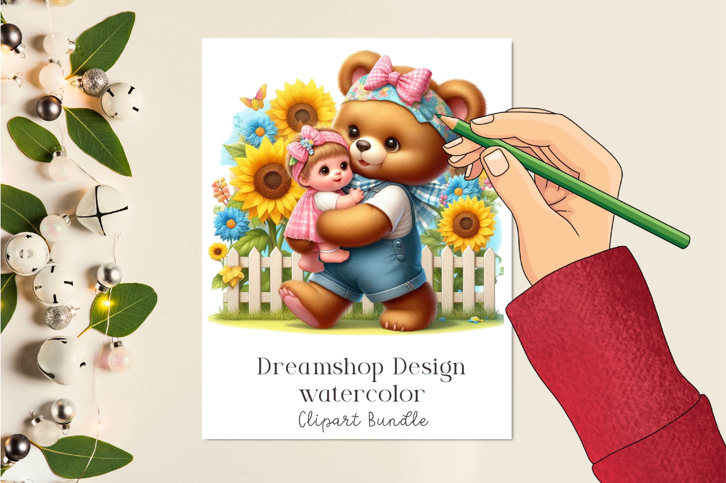 Sunflower Mama And Baby Bear Clipart Bundle - CraftNest - Digital Crafting and Art