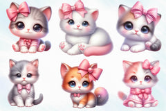 Pink Cute Cat Clipart Bundle - CraftNest - Digital Crafting and Art