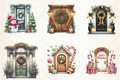 Christmas Door Clipart Bundle - CraftNest - Digital Crafting and Art