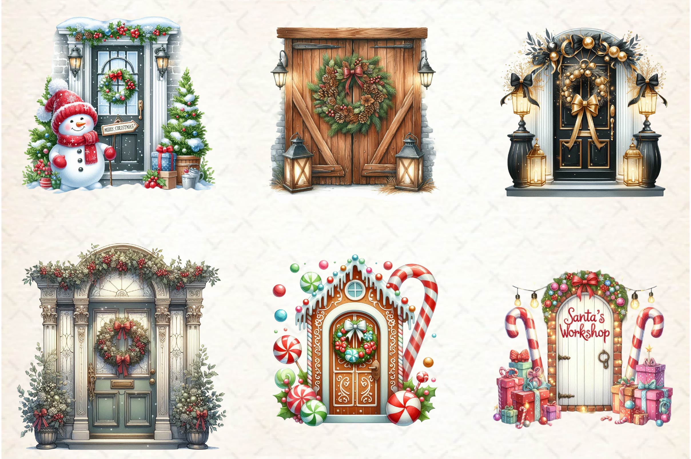 Christmas Door Clipart Bundle - CraftNest - Digital Crafting and Art