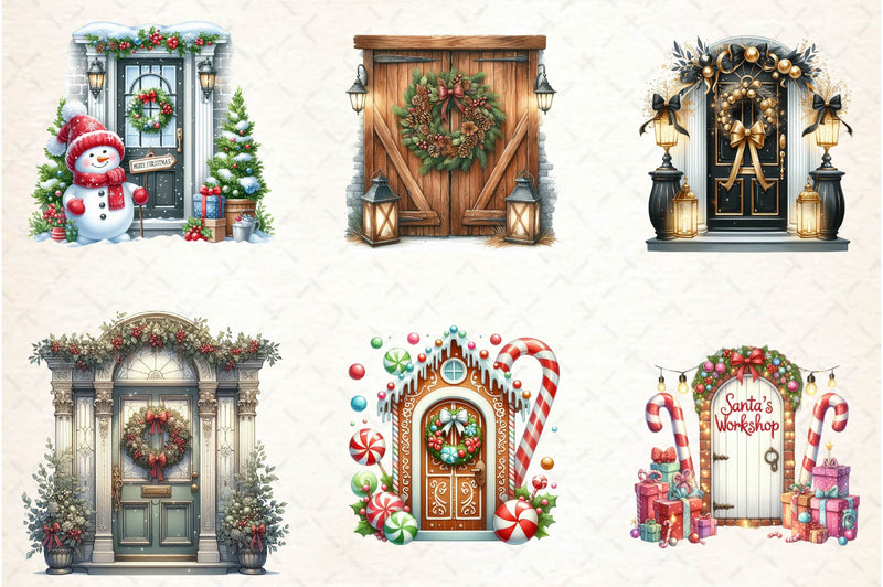 Christmas Door Clipart Bundle - CraftNest - Digital Crafting and Art