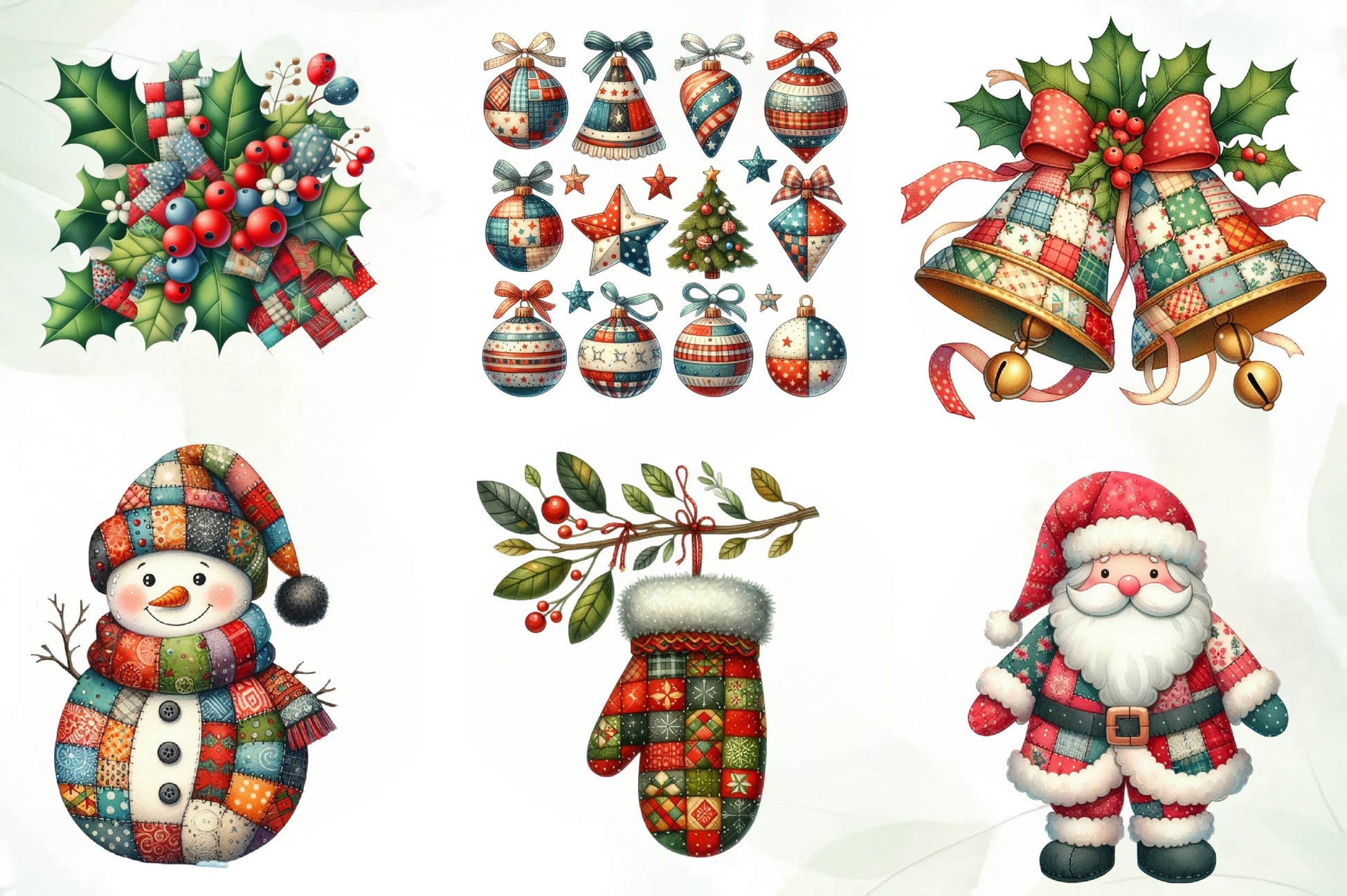 Patchwork Christmas Clipart Bundle - CraftNest - Digital Crafting and Art