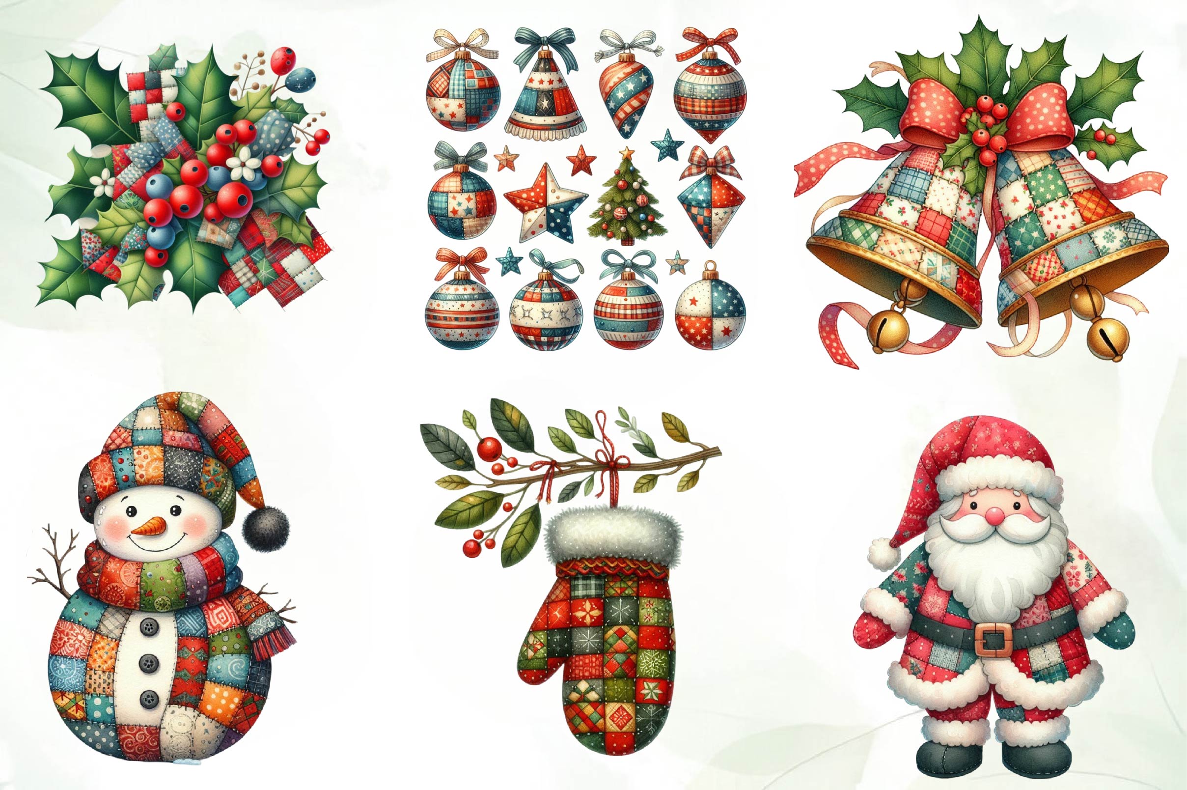 Patchwork Christmas Clipart Bundle - CraftNest - Digital Crafting and Art