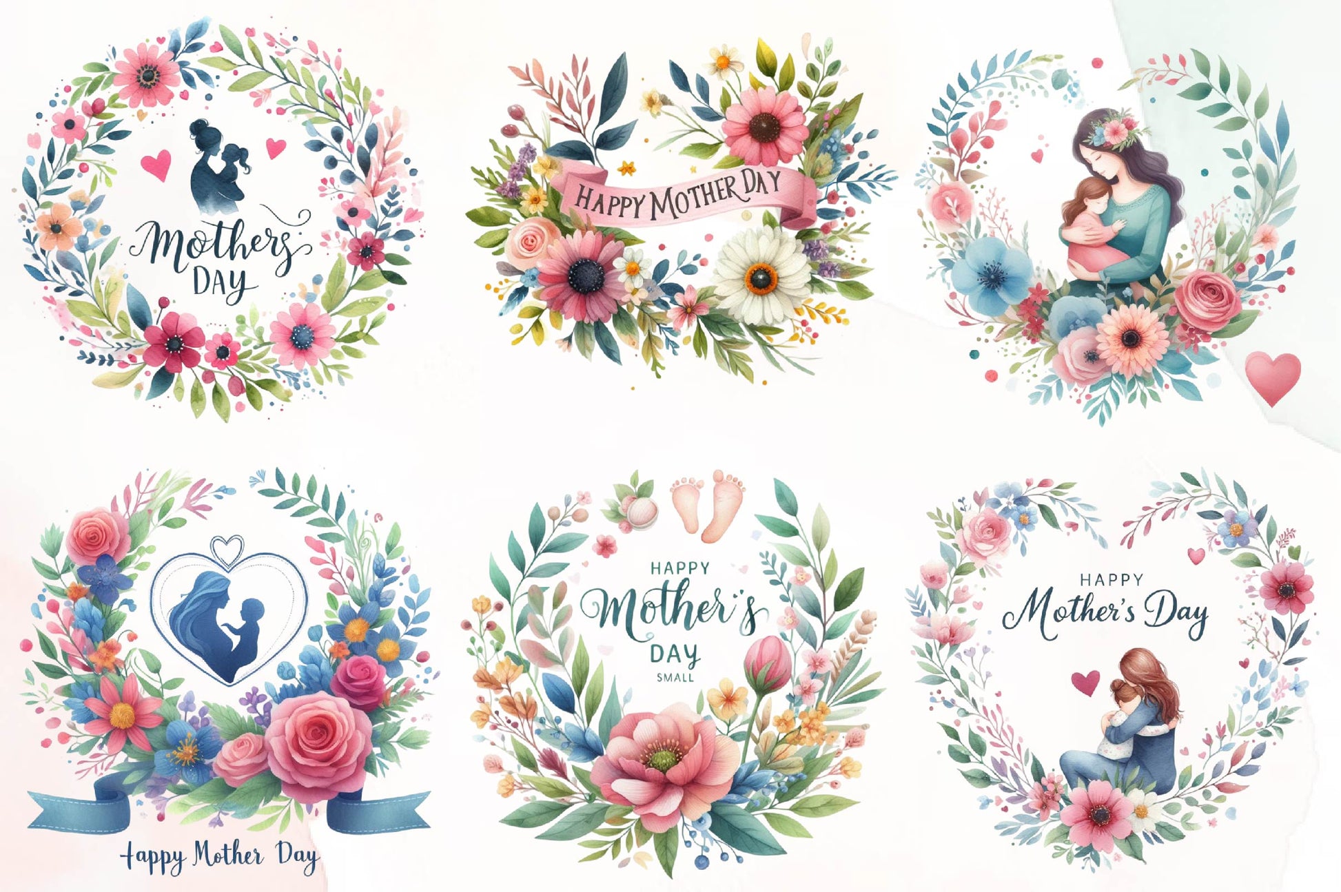 Happy Mother'S Day Floral Clipart Bundle - CraftNest - Digital Crafting and Art