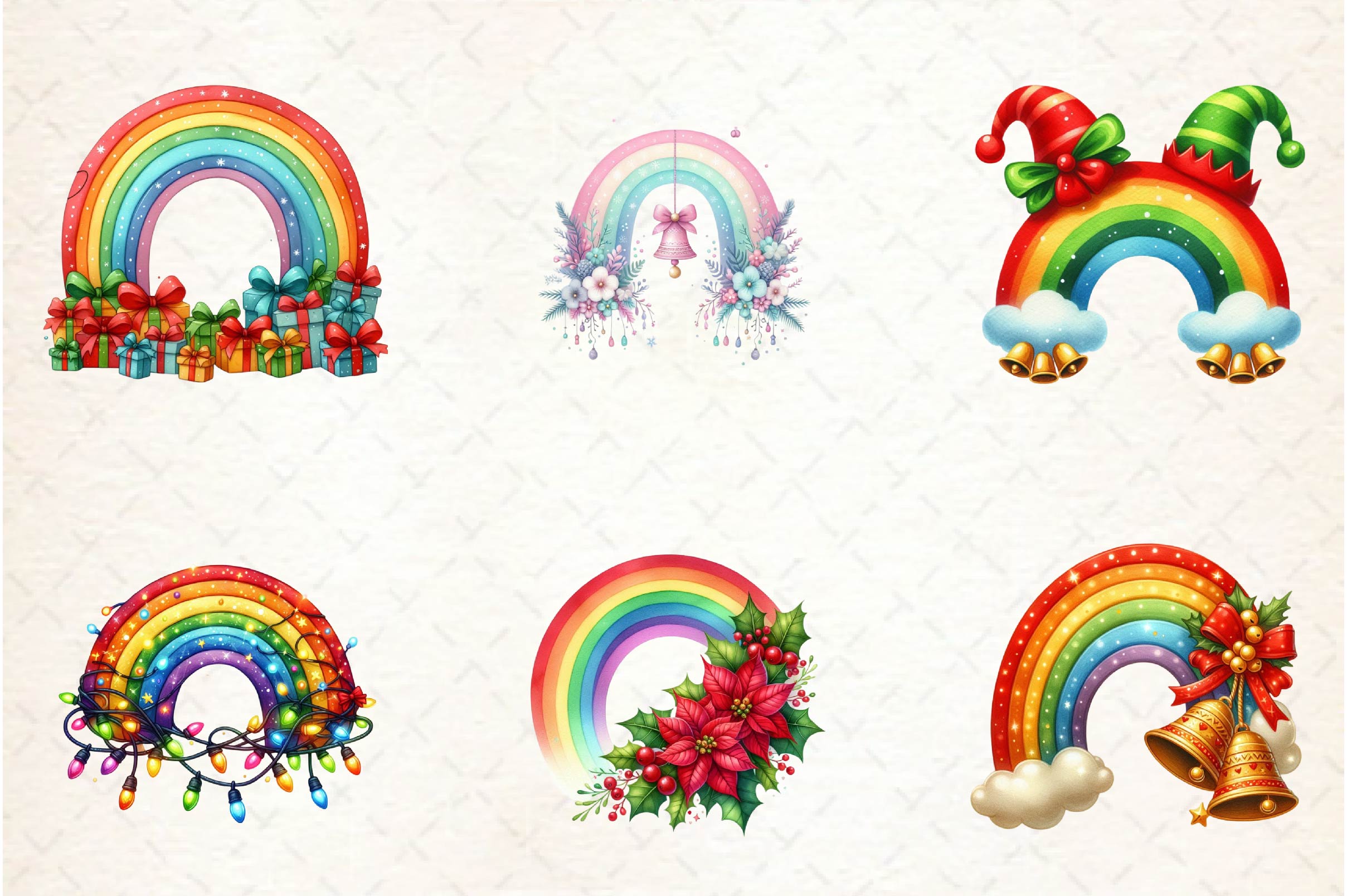 Christmas Rainbow Clipart Bundle - CraftNest - Digital Crafting and Art