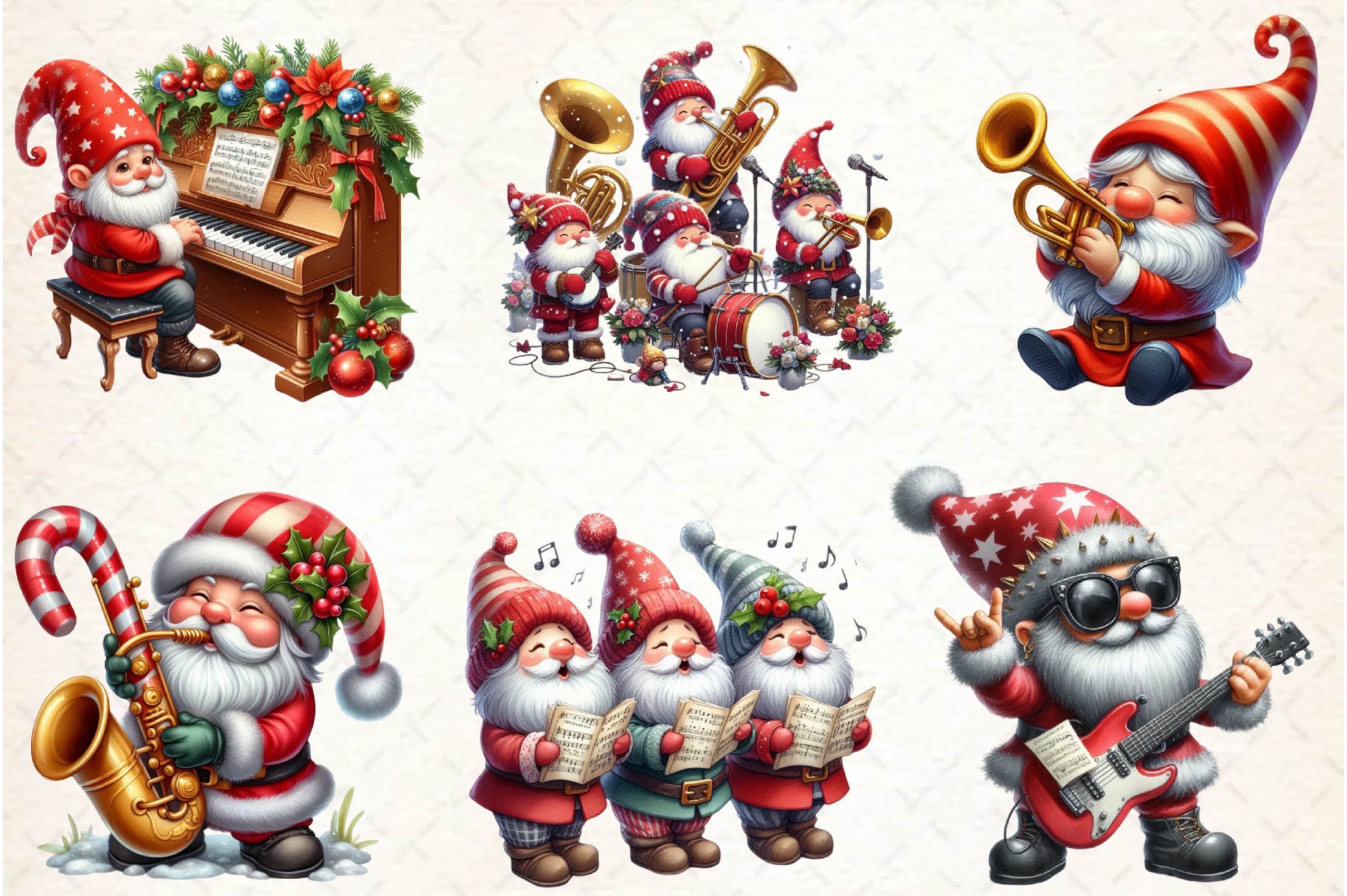 Christmas Gnome Musicians Clipart Bundle - CraftNest - Digital Crafting and Art