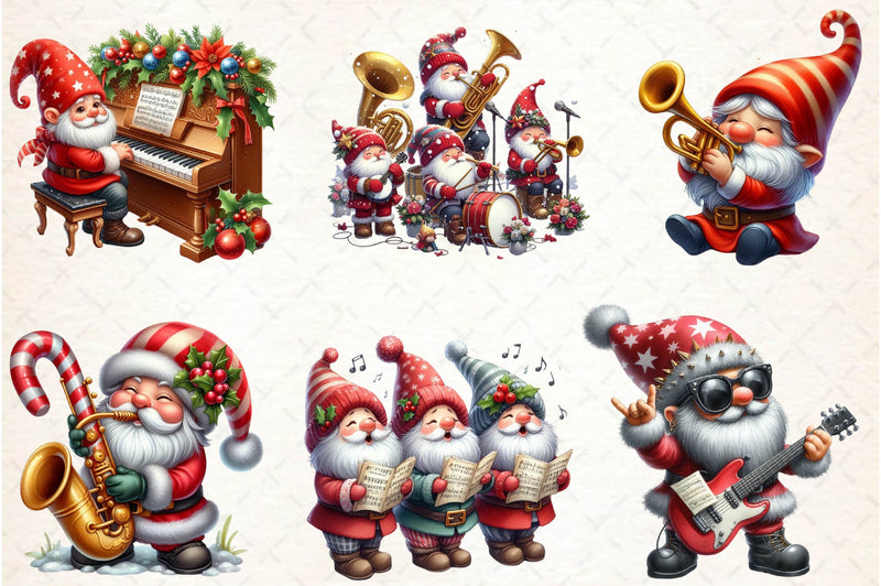 Christmas Gnome Musicians Clipart Bundle - CraftNest - Digital Crafting and Art
