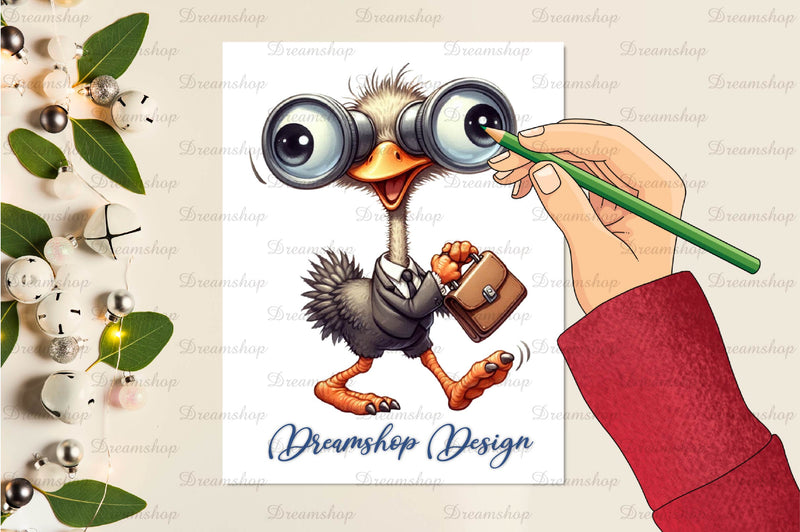 Cute And Funny Ostrich Clipart Bundle - CraftNest - Digital Crafting and Art