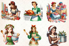 Retro Christmas Housewives Clipart Bundle - CraftNest - Digital Crafting and Art
