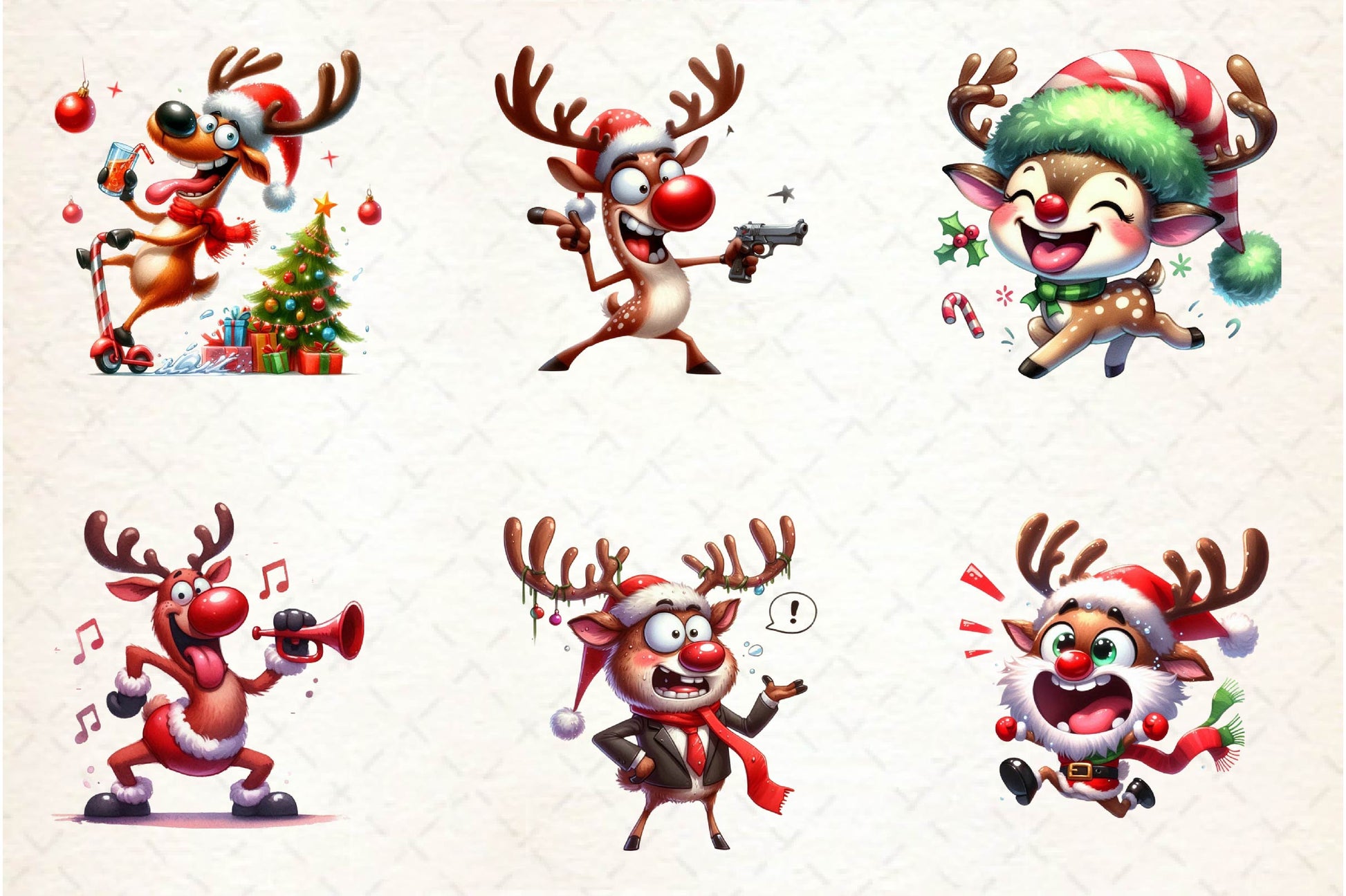 Funny Christmas Deer Clipart Bundle - CraftNest - Digital Crafting and Art